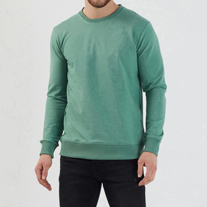 Suéter de Cuello Redondo Color Verde Oliva para Hombre, Corte Regular, Tejido de Algodón, Informal, Manga Larga, Color Sólido, Ropa de Otoño - Product Image 6