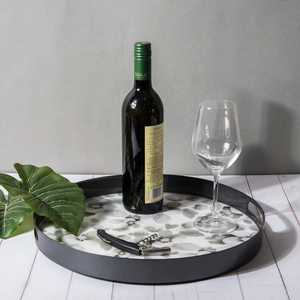 Plateau de service rond en métal fait main, style européen, pour aliments, pain, desserts, café, thé – Plateaux de service artisanaux - Product Image 6