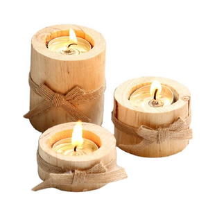 Rustic Style Handmade Round Wooden <b>Candle</b> Stand Unique Pillar <b>Taper</b> Candlestick Holder Home Table Centerpiece Living Room Decor - Product Image 1