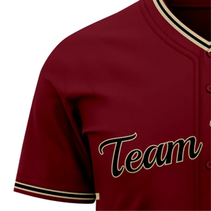 Camiseta de Béisbol Roja de Manga Corta con Botones, Uniforme de Equipo Personalizado, Camisa Deportiva Transpirable de Poliéster para Hombre - Product Image 4