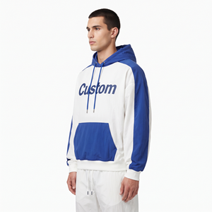 Sudadera con Capucha de Nylon Grueso para Hombre, Estilo Casual, Hombros Caídos, Dos Tonos, Manga Larga, Ropa Urbana Personalizada - Product Image 3