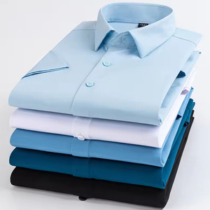 Chemises habillées décontractées pour hommes, manches longues, boutonnées, col rabattu, en mélange de coton doux, séchage rapide, anti-plis, respirantes - Product Image 5