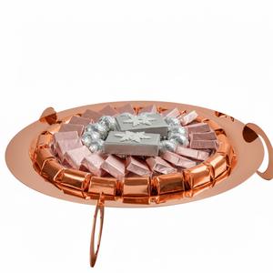 Bandeja Redonda Decorativa Elegante en Oferta, Bandeja de Servicio de Metal Pulido en Oro Rosa de Gran Calidad para Hotel y Fiestas - Product Image 1