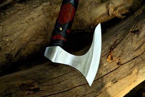 <b>Viking</b> Art Handmade <b>Viking</b> <b>Axe</b> Stainless Steel Head Stainless Steel Handle Leather Wrapped Builder's Hatchet 6 Cutting Edge <b>Axe</b> - Product Image 2