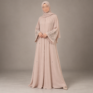 Elegante Vestido Abaya con Adornos de Perlas para Mujer, con Mangas Anchas, Tela Suave, Ropa Islámica Modesta |   Conjunto de Ropa Elegante para Ocasiones Especiales - Product Image 1