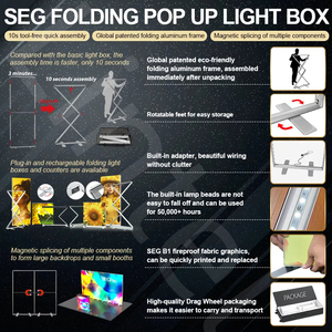 Lintel đại lý muốn 10S lắp ráp ráp vải quảng cáo đóng mở <span class=keywords><strong>LED</strong></span> lightbox không khung Pop up có thể gập lại vải seg hộp Đèn - Product Image 2