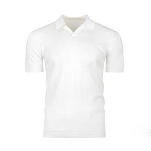 Chemises polo pour hommes en tricot blanc uni à manches courtes pour l'été, fabriquées en usine - Product Image 1