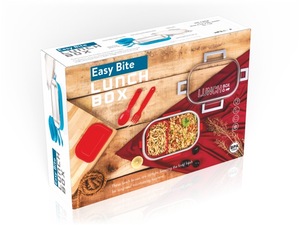 Stainless Steel <b>Lunch</b> <b>Box</b> Rectangle Portable Bpa Free Leak Proof 1 Compartment Blue With Plastic Lid And Utensils - Product Image 3