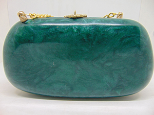 Pochette et sac à main ovales en résine acrylique verte pour femmes - Product Image 4