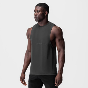 Débardeur d'entraînement tendance pour homme, en polyester et coton respirant, col rond, couleur unie, vêtements de sport de gym avec décoration imprimée - Product Image 4