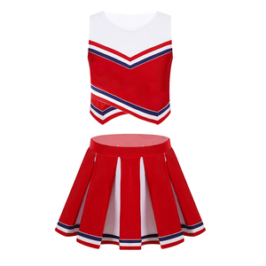 Ensemble d'uniformes de cheerleading personnalisables avec pompons, style jupe pour adultes et jeunes filles, logo imprimé par transfert thermique sur le devant, 100 % personnalisable - Product Image 5