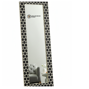 Espejo de Pared Cuadrado con Marco de MDF con Incrustaciones de Hueso Blanco y Negro, Estilo Art Deco, Ecológico, Elegante, Hecho a Mano, Regalo de Cumpleaños y Boda - Product Image 5