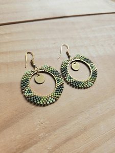 UO Craft Bohemian Gold Plated Drop Earrings With Beaded Hoop Design For Women Party Jewelry Fashion Statement Accessory By UO - Product Image 2