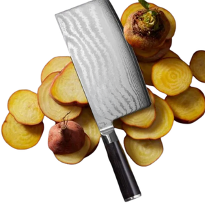 Couteau à légumes de 7 pouces en acier Damas, lame large et tranchante, couteau de cuisine avec manche en bois de Pakka noir pour la préparation des légumes - Product Image 5