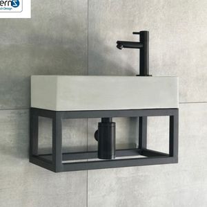 Lavabo Moderno para Baño de Villa, Mueble de Baño con Encimera Rectangular de Hormigón, Instalación Bajo Encimera 2026 - Product Image 1