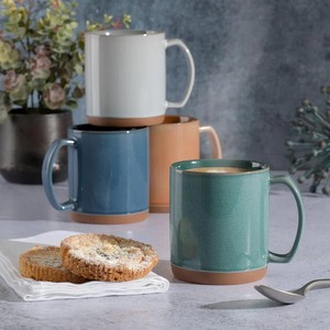 Ensemble de tasses à café en céramique artisanale avec glaçure réactive brillante, forme ronde, poignée confortable pour la maison ou le café - Product Image 6