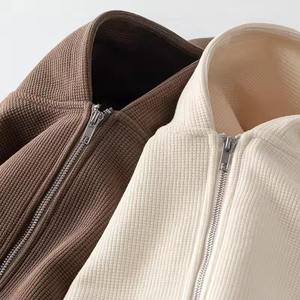 Sudadera con capucha para hombre de alta calidad, extragrande, gruesa, con cremallera, estilo vintage, efecto desgastado por el sol, con lavado ácido. - Product Image 2