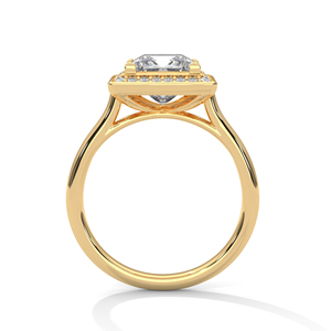 Anillo de Halo con Diamante Cultivado en Laboratorio, Corte Princesa, Chapado en Oro, Joyería Nupcial para Mujer, Regalo de Compromiso y Boda - Product Image 3