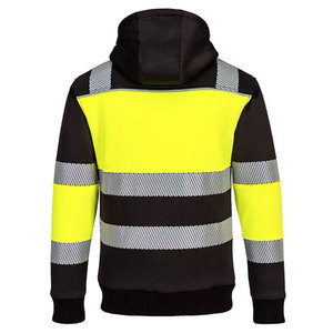 Sweat-shirts à capuche zippés en molleton de coton haute visibilité pour l'hiver, avec bandes réfléchissantes pour la sécurité des travailleurs de la construction - Product Image 4