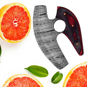 Cuchillo Ulu de Acero de Damasco con Mango de Resina y Madera Pakka, Punta Caída, DIY OEM/ODM, para Cocina, Picar, Preparar Alimentos, Rebanar y Cortar en Cubos - Product Image 5