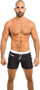 กางเกงว่ายน้ำชายคุณภาพสูงสั่งทำพิเศษ กันน้ำ ป้องกันรังสียูวี สไตล์ลำลองสำหรับชายหาด แบบเรียบ ปักลาย มีเชือกผูก - Product Image 3