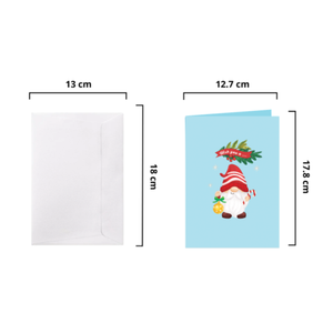 Tarjeta de Felicitación Navideña con Diseño de Gnomo y Corona, Hecha a Mano, con Sobre, Tarjeta 3D Pop-Up, Tarjetas de Felicitación Festivas - Product Image 2