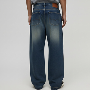 OEM Hip Hop <b>Embroidered</b> Denim Pants <b>Jeans</b> Man Relaxed Fit Straight Leg Casual Loose Trousers Comfortable Stylish Denim Pants - Product Image 2