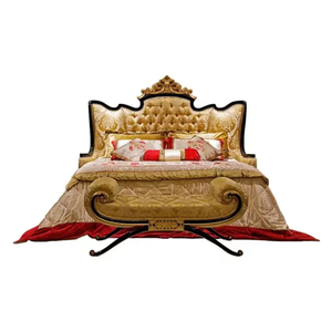 Lit double de luxe en acajou sculpté à la main, style royal victorien, avec tête de lit capitonnée et rangement intégré, pour chambre à coucher - Product Image 6