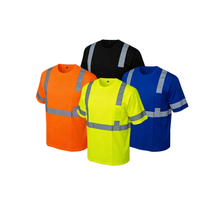 T-shirts de sécurité haute visibilité à manches courtes avec bande réfléchissante. Polyester respirant pour les travailleurs de la construction, des travaux routiers et du personnel des entrepôts - Product Image 1