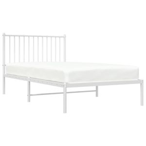 Cadre de lit double en acier thermolaqué blanc, cadre de lit en métal élégant en acier thermolaqué pour un look élégant - Product Image 3