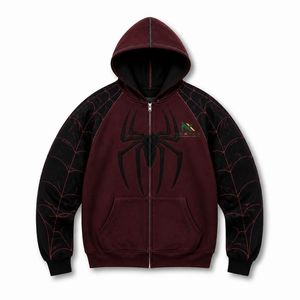 Sudadera con capucha y cremallera con estampado de telaraña personalizado para hombre, chaqueta gráfica estilo streetwear, sudadera estilo cómic - Product Image 4