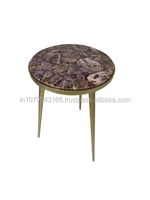 Table d'appoint élégante avec plateau en marbre et structure en acier, meuble d'appoint moderne pour salon, chambre, bureau et décoration contemporaine