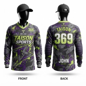 Maillot de paintball pour hommes en tissu polyester premium 180 GSM, design à panneaux rembourrés vert uni, logo personnalisé par sublimation - Product Image 1