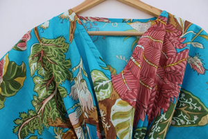 Vestido Kaftán Informal de Verano con Estampado Floral Tropical, sin Mangas, de Algodón, para Mujer, Ropa de Playa, Ropa de Estar por Casa, Textil Naaz - Product Image 5