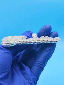 จี้เพชรโมอิสซาไนต์ VVS แบบตัวอักษรลายเส้น  จี้เงินแท้ 925  จี้ฮิปฮอป  จี้ตัวอักษรสองชั้น สำหรับเป็นของขวัญ - Product Image 3