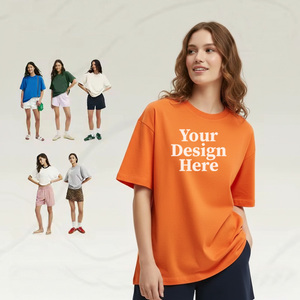 T-shirt décontracté pour femme, coupe ample, épaules tombantes, couleur unie, surdimensionné, personnalisation OEM, 100% coton, grandes tailles, t-shirt avec logo - Product Image 1