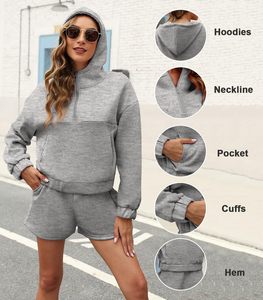 Ensemble décontracté pour femme : sweat à capuche et short, 100 % coton, léger, séchage rapide, respirant, logo personnalisé, vente en gros - Product Image 6