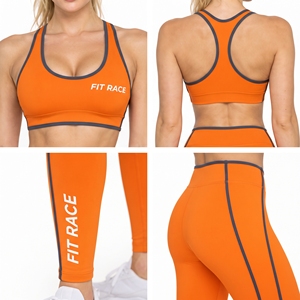 Conjunto de 2 piezas de yoga para mujer: Sujetador deportivo tipo racerback y leggings de longitud completa con logo impreso para gimnasio y entrenamiento - Product Image 6