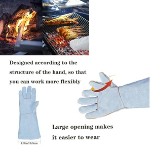 Gants de soudure en cuir de vachette de qualité supérieure, doublure en tissu aramide, ignifuges, pour la lutte contre les incendies, la construction, les barbecues - Product Image 5