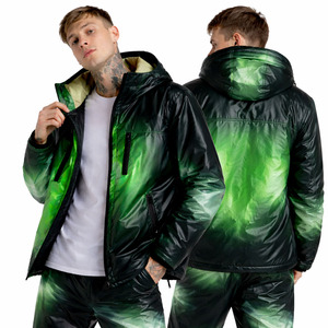 ODM Quick Shipping Custom <b>Utility</b> Heat Reactive Winter Puffer <b>Jacket</b> with Hooded Zipper and Color Changing Thermochromic Fabric - Product Image 3