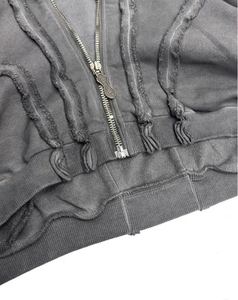 Sudadera con capucha completa con cremallera, lavado ácido, para hombre, ligera, cómoda, personalizada, de forro polar prémium de 310 g, ecológica, estilo ninja con máscara. - Product Image 3