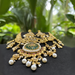 Traditional Designer <b>Gold</b>-Plated Pota Stone & Pearl Necklace <b>Set</b> for Women Fashion Jewelry 10575287PGR - Product Image 3