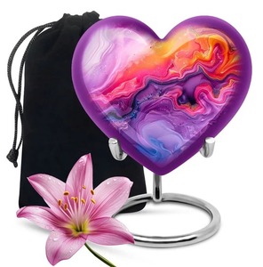 Urna de corazón de mamut de alta calidad-Urna conmemorativa y de honorario para cenizas de adultos con soporte y bolsa de terciopelo gratis - Product Image 4