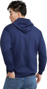 Sweat-shirt à capuche zippé bleu marine pour homme, coupe classique, décontracté, pour l'automne, couleur unie, en coton French Terry - Product Image 2