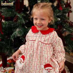 Vestido de Navidad de pana para niñas al por mayor, con bolsillo de Papá Noel, ODM OEM, fruncido, 100% algodón, ecológico, corte A para niños - Product Image 5