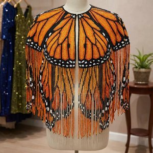 Elegant Handcraft Wave <b>Beaded</b> Capelet With Pearls Long Fringe Tassel Luxury \Shrug Wholesale Formal Dress Cover Up <b>Top</b> - Product Image 2