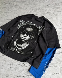 T-shirt à manches longues double couche pour homme, imprimé DTG, style streetwear, fabriqué sur mesure - Product Image 4