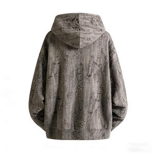 Sudadera con Capucha Oversize para Hombre, Estilo Murciélago, Lavado Desgastado, Diseño con Recortes, Largo Regular, Poliéster, Estilo Otoñal - Product Image 2