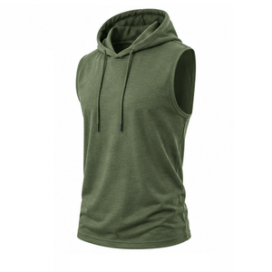 Premium <b>Men</b> <b>Sleeveless</b> Hoodie Heavyweight Cotton Fitness Gym Training Hooded Sweatshirt OEM ODM Wholesale Factory - Product Image 4