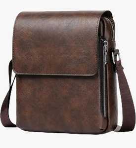 Genuine Leather Cross Body <b>Bag</b> Envelope Shape Buckle Closure Chest/Shoulder Strap Men Vintage Durable <b>Medium</b> <b>Size</b> All Seasons - Product Image 1